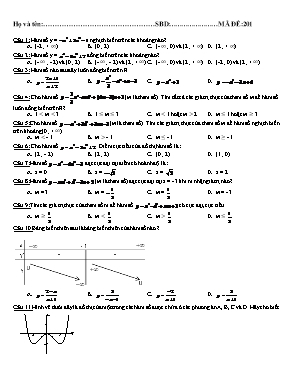 Đề thi thử THPT Quốc gia môn Toán - Mã đề 201 (Có đáp án)